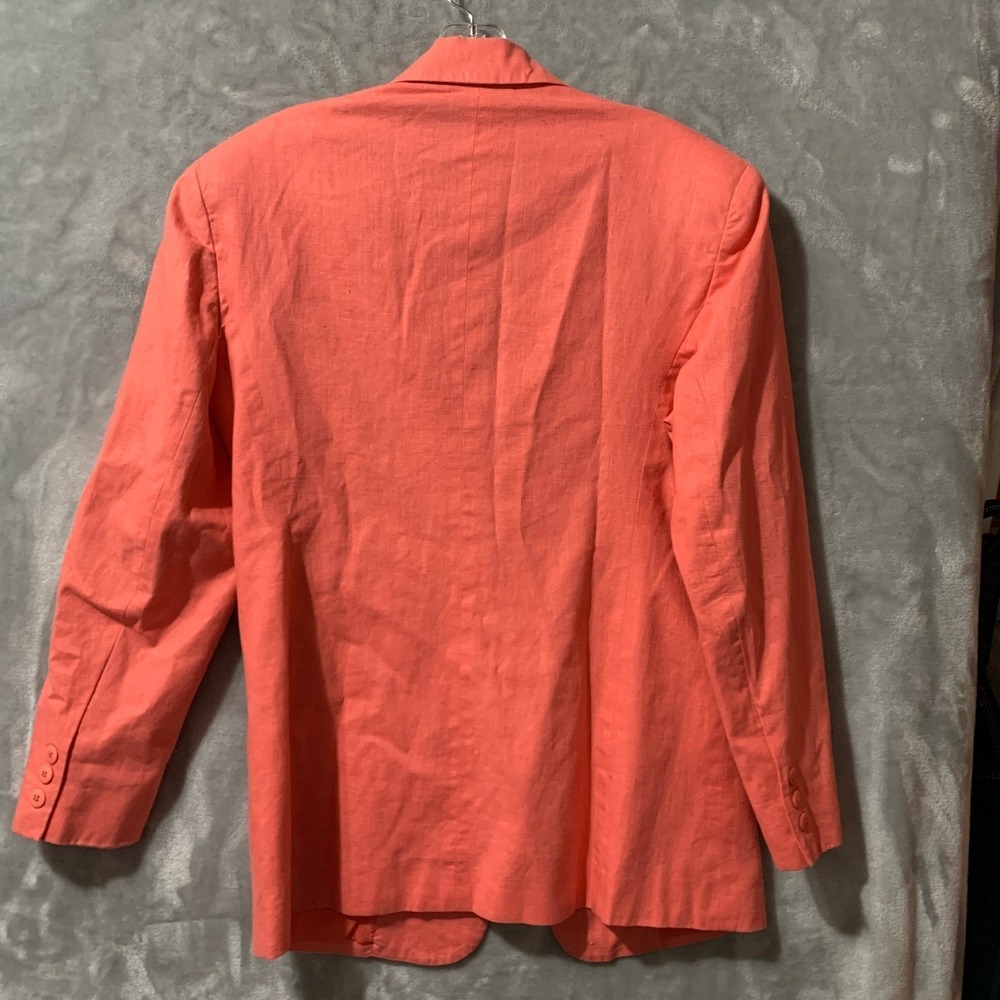 Adolfo International Womens Coral Linen Blend Blazer Jacket Size 8 Coastal Chic - Picture 3 of 14